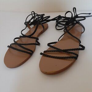 J. Crew Black Leather Lace-up Sandal